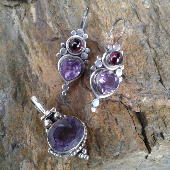 Jewelry - Sterling Silver Amethyst pendant and EARRINGS set